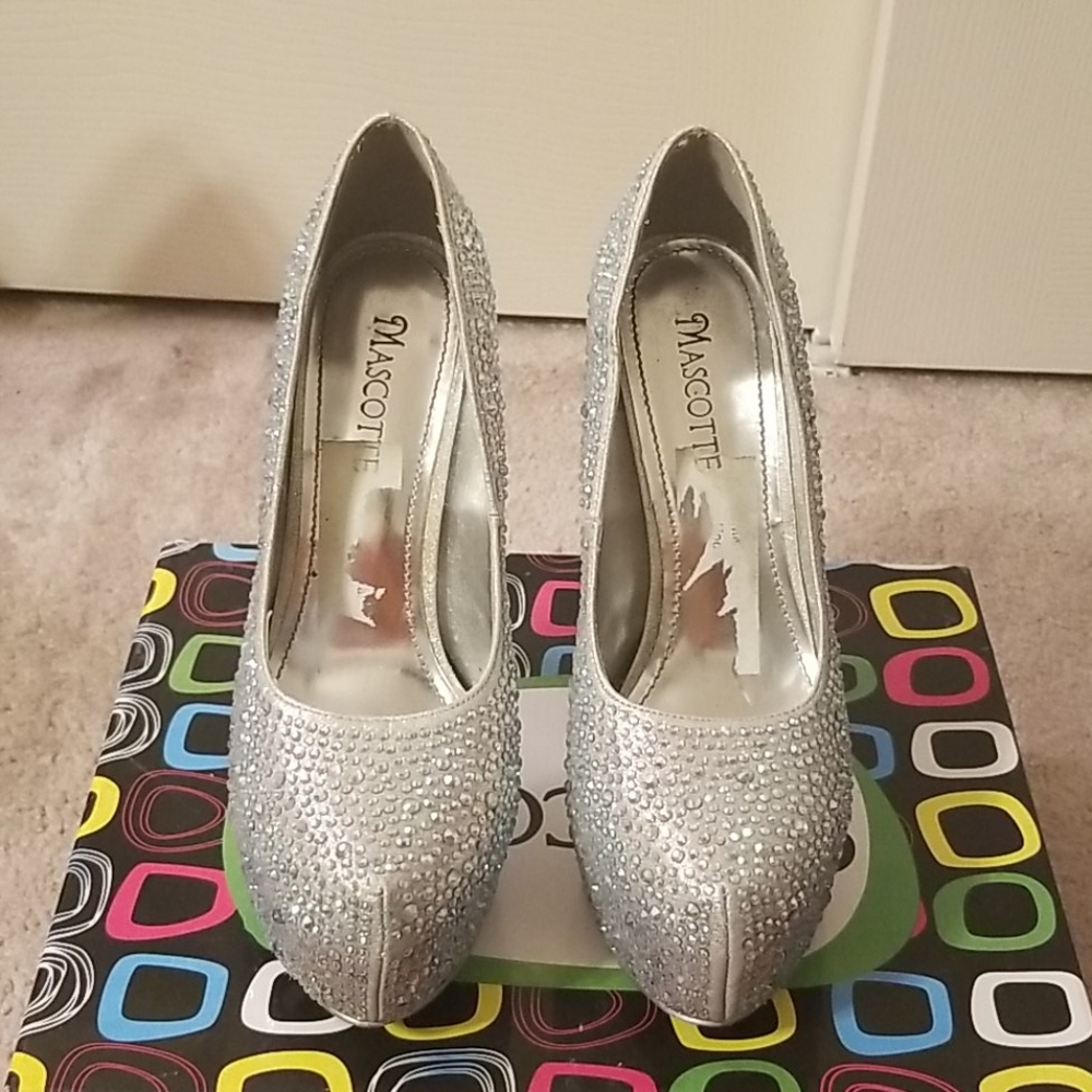 Silver Rhinestone Heels